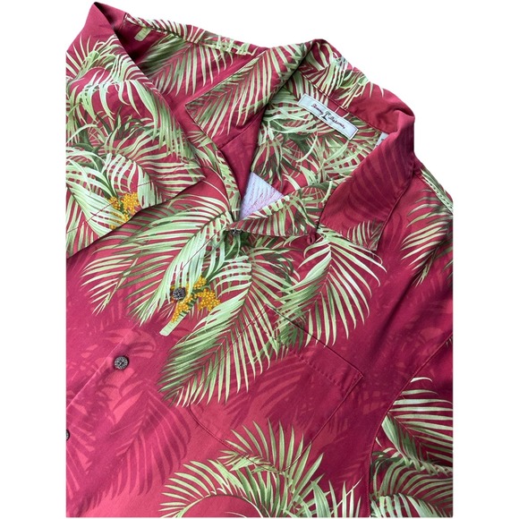 Tommy Bahama Hawaiian 100% Silk Shirt Palm Leaf Embroider USC TROJANS Size L 48" - Picture 1 of 9
